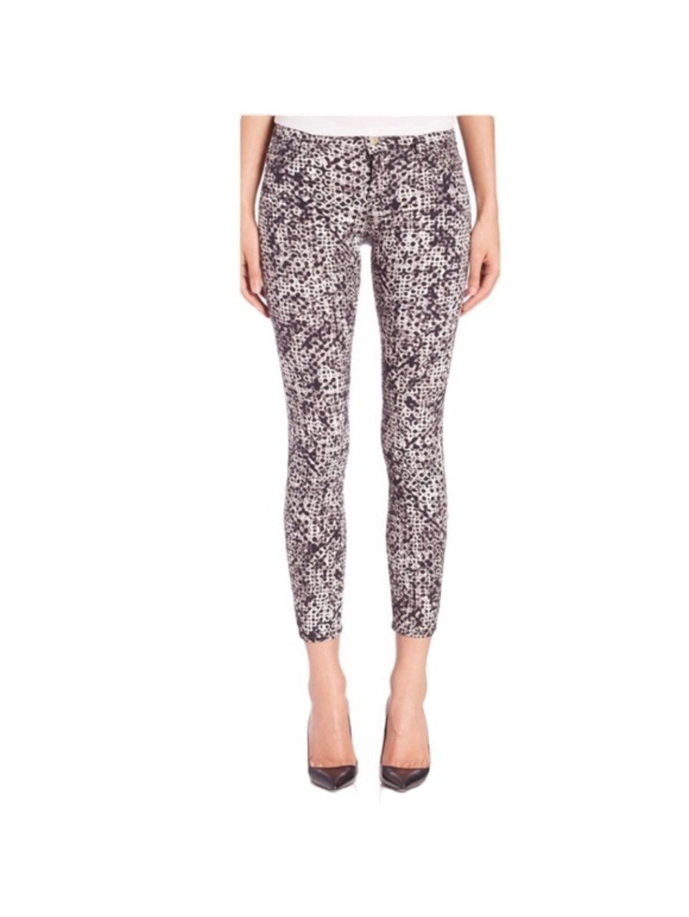 28 J Brand Printed Mid-Rise Cropped Capri Jeans in Elysium - Picture 10 of 15
